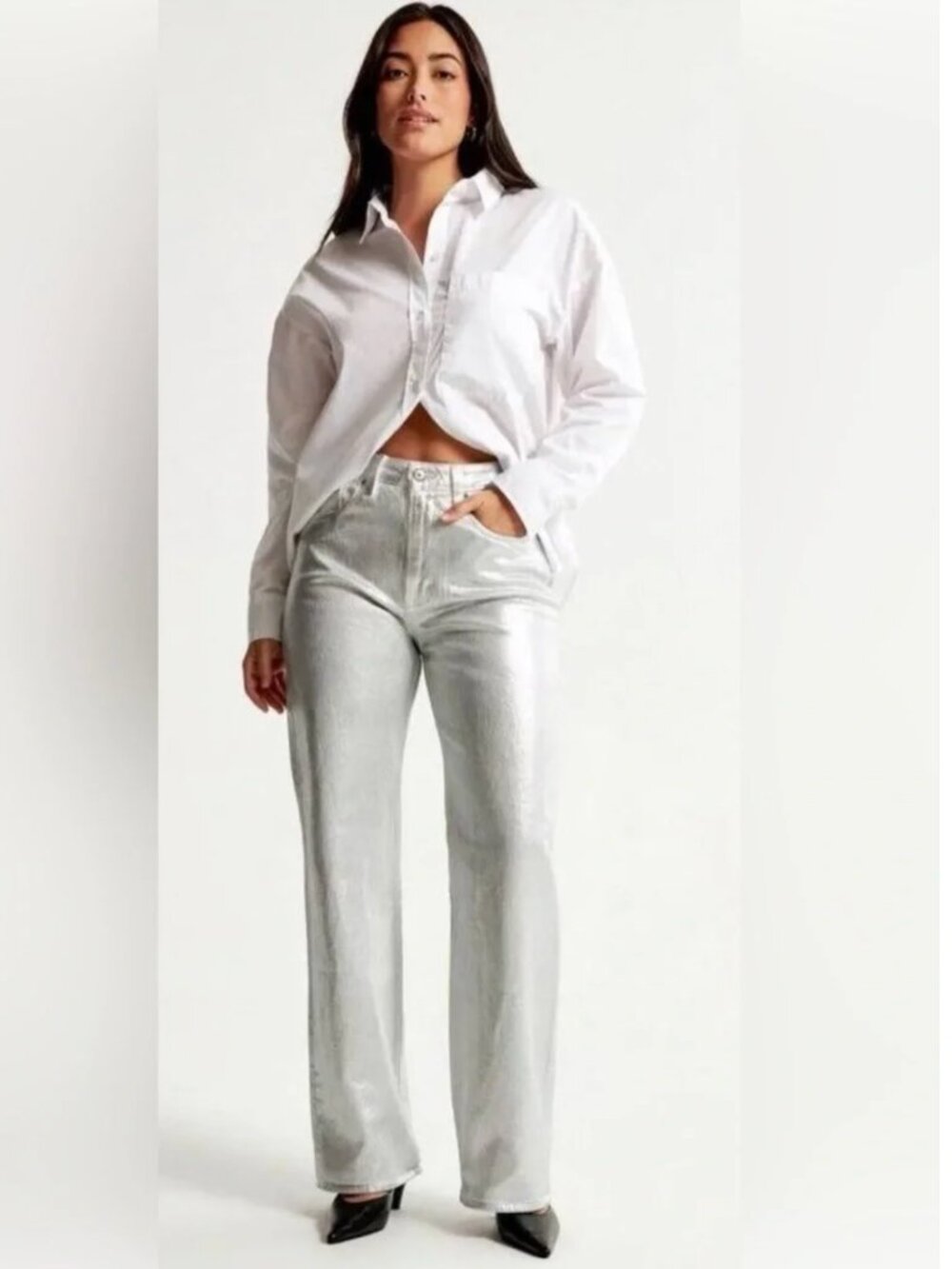 Abercrombie and Fitch Silver High Rise 90s Relaxed Jeans Size 26 2R NWT